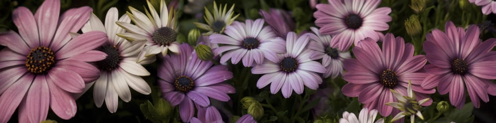 Multi-colored Daisy flowers Canvas Art - Panoramic Images (27 x 9)