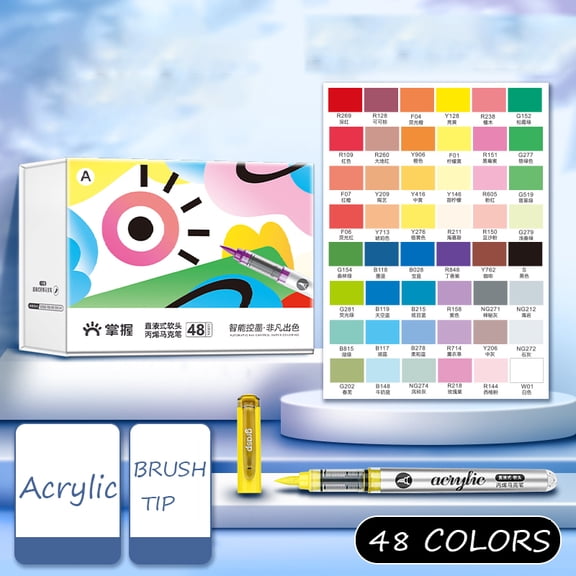 Multi-colored Direct Liquid Acrylic Marker Pens, Brush Tip Acrylic Paint Markers, Art Acrylic Paint Pens for Stone, Canvas