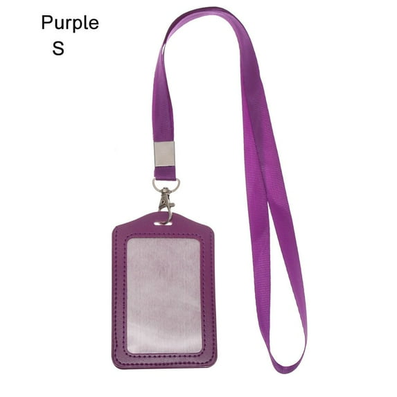 Multi colored PU Leather Badge Case Card Sleeve Name Card Holders Protective Shell Bus ID Holders PURPLE S