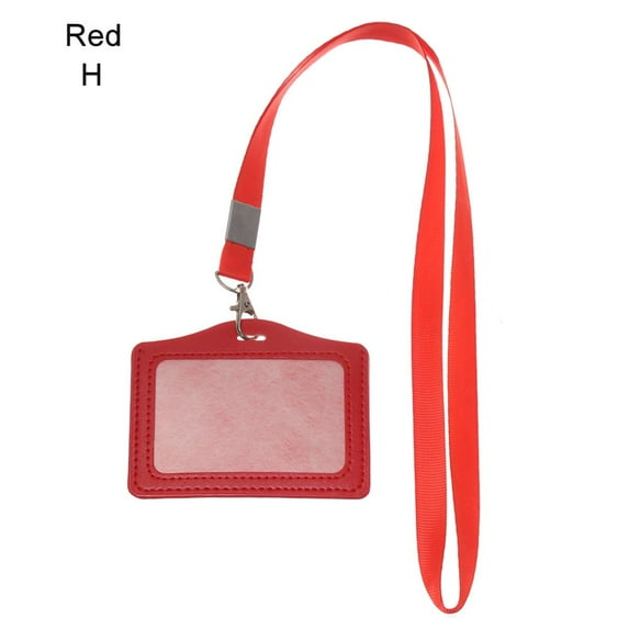 Multi colored PU Leather Badge Case Card Sleeve Name Card Holders Protective Shell Bus ID Holders RED H