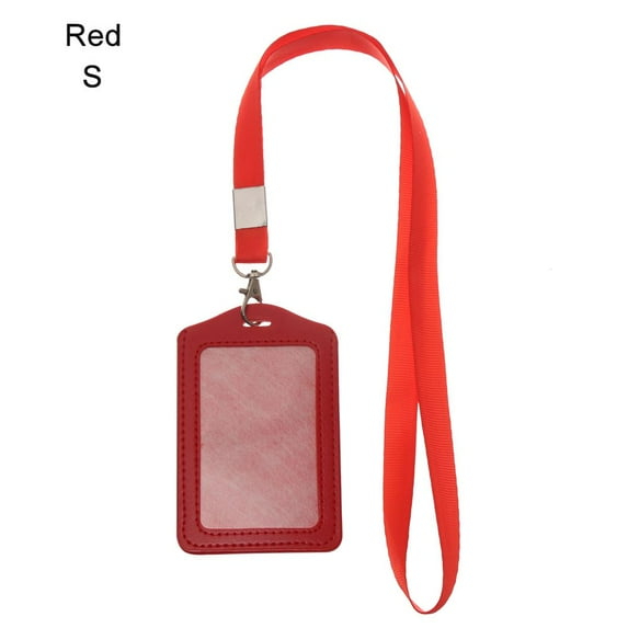 Multi colored PU Leather Badge Case Card Sleeve Name Card Holders Protective Shell Bus ID Holders RED S