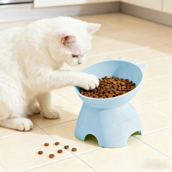 Multi-colored Plastic Tall Cats Bowls Large-diameter Pet Dog Food Bowls Tip-over Counteractive Easy to Clean Neck-protecting Puppy Food Bowls Pet Supplies