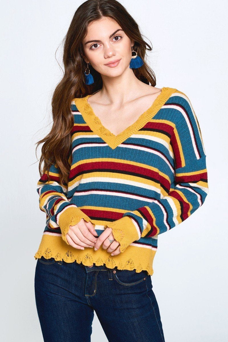 Multi-color Striped Knit Sweater main image 1