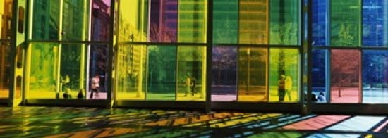 Multi-colored glass in a convention center Palais De Congres De Montreal Montreal Quebec Canada Canvas Art - Panoramic Images (36 x 13)