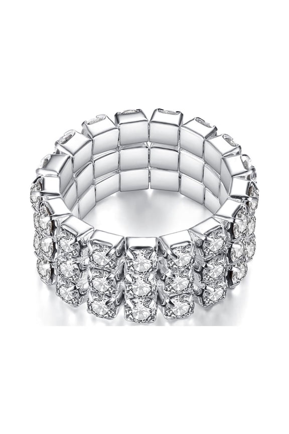 Multi-finger Elastic Ring Diamond Ring Mixed with Automatic Adjustment Elastic Ring