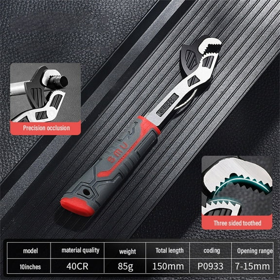 Multi-function Adjustable Pipe Wrench, Self Adjusting Wrench, Quick Self-Adjusting Power Grip, suitable for mechanics, DIY enthusiasts Repairs Car, Bicycle amd Plumbing (6 Inch)