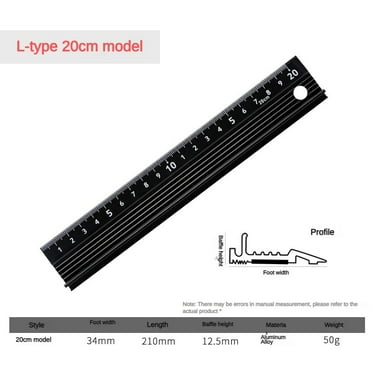 Multi-function Aluminum Alloy Hand Protective Ruler Non-slip Straight Ruler Wood Cutting Straight Woodwork Ruler Stationary 20cm