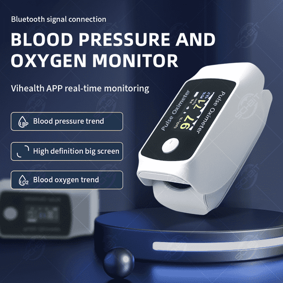 Multi-function Bluetooth Fingertip Tester, Tracks SpO2, Pulse Rate & Blood Pressure with APP Data Logging, For Sports & Aviation Recreational Use Only, NOT A MEDICAL DEVICE