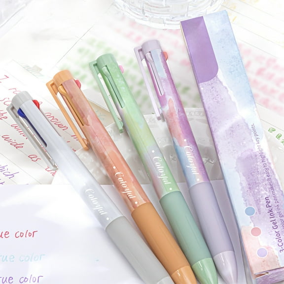 Multi-function Click Pen, 3-in-1 Tricolor Gel Ink Pen with 0.5mm Fine Tip for Smooth Writing, Quick-dry Ink & Ergonomic Grip, Ideal for Note Taking, Journaling, Office Use & Educational