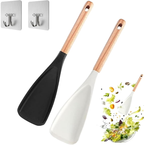 Multi-function Cooking Spoon, 12.28In 3 in 1 Spatula Spoon with Heat Resistant Silicone for Nonstick Cookware, 2-in-1 Multi Cooking Spoon for Stirring Scooping