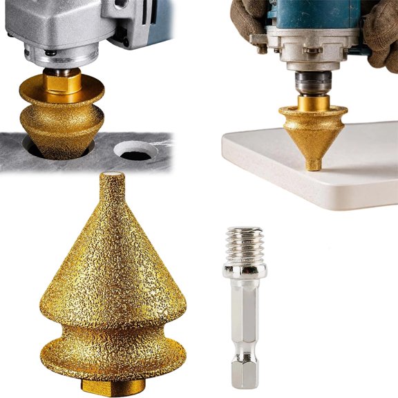 Multi-function Diamond Chamfering Bit for Angle Grinder, 45 Degree Tile Chamfering Tool with M14 Adapter, 4-in-1 Brazed Step Drill Cutter for Marble Concrete, Tile, Stone, Ceramics，2pcs 10-50mm