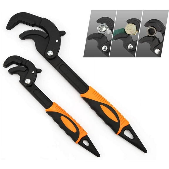 Multi-function Magic Wrench Universal Adjustable Wrenches 1045 Steel, Pipe Wrench Set 10.5 and 15-Inch,2-Piece