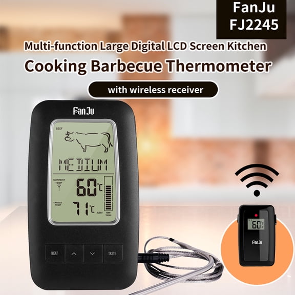 Multi-function Magnetic Large Digital LCD Screen Meat BBQ Kitchen Cooking Thermometer with wireless receiver
