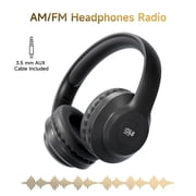 UMUTOO AM/FM Radio Headphones with Big LED Display & 24-Hour Rechargeable Battery   Portable Radio Headset for Home, Walking-X5