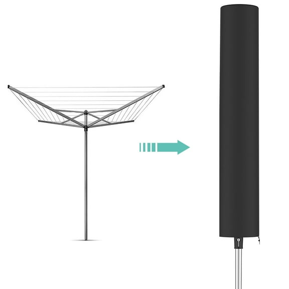 Multi-function Rotary Clothes Dryer Cover Laundry Rack Protective Case Windproof Clothes Dry Shield Waterproof Adjustable Rope UV Resistance Hood with Side Zipper