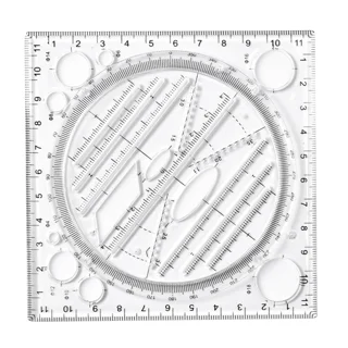Multi-Function Plastic Circle Stencil Template For Drawing, Drafting