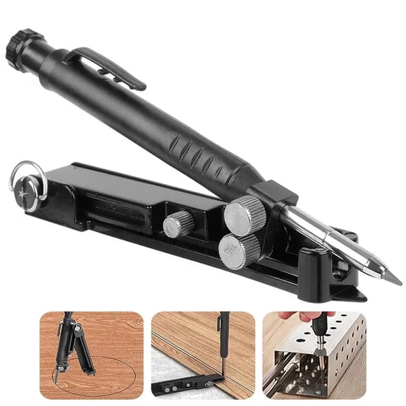 Multi-Function Scribing Tool with Deep Hole Mechanical Pencil, Aluminum Alloy Woodworking Scribe Gauge for Measuring, Marking, Carpentry, Construction & DIY Projects
