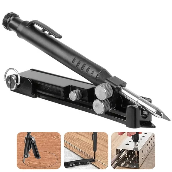 Multi-function Scribing Tool- Construction Pencil- Aluminum Alloy Scribe Tool with Deep Hole Pencil,DIY Woodworking Scribe Gauge Scriber Line Maker Measuring Tool,Multifunctional Tools