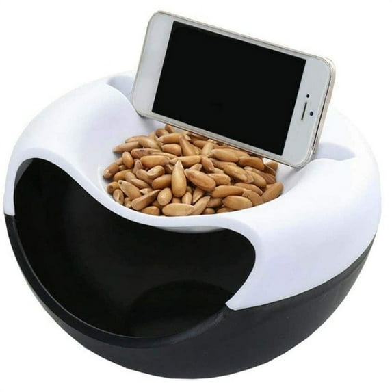 Multi-function Snacks Storage Box Double Layer Container Household Plate Serving Dish Organizer - Perfect For Snacks, Fruit, or Pistachio/Sunflower Seeds Storage Box- Bonus Phone Slot