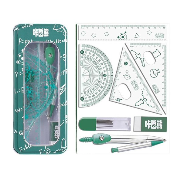 Multi-function Stationery Plastics Learning Measuring Tool Straightedge Trigonometry Protractor Drawing Ruler GREEN