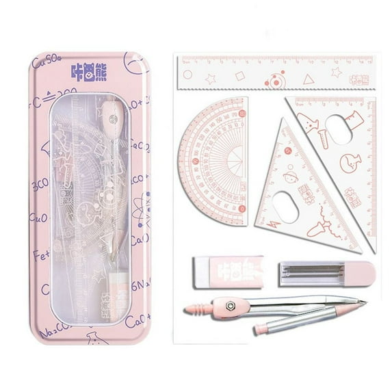 Multi-function Stationery Plastics Learning Measuring Tool Straightedge Trigonometry Protractor Drawing Ruler PINK