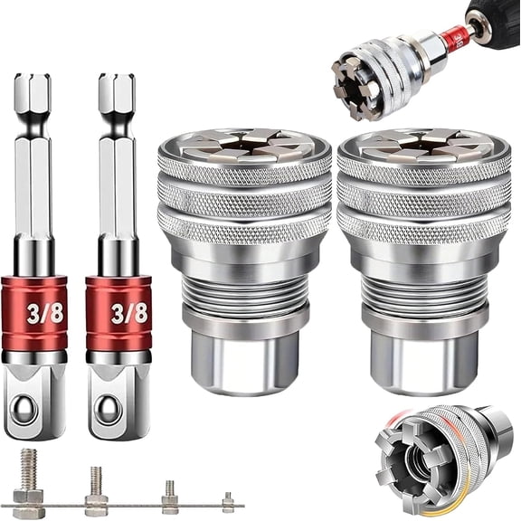 Multi-function Universal Socket Wrench Tool, 10mm-19mm Adjustable Grip Sleeve, 3/8" Drive Ratchet Adapter for Power Drill, Maintenance Kit for Auto Repair DIY Home Appliance (1pc)