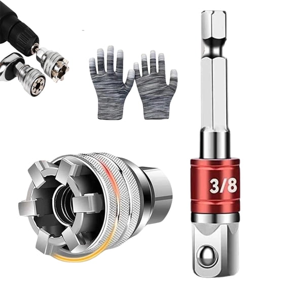 Multi-function Universal Socket Wrench Tool, 10mm-19mm Self Adjusting Adjustable Socket Wrench with 3/8" Adapter
