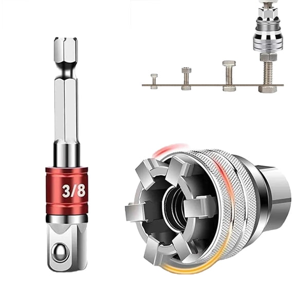 Multi-function Universal Socket Wrench Tool, Adjustable 10mm-19mm Universal Socket Wrench for 3/8" Drive Ratchet, Torque Wrench and Power Drill
