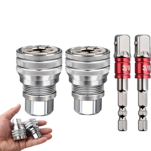 Multi-function Universal Socket Wrench Tool Set Ratchet Extension, 10mm-19mm Adjustable Wrenchs for 3/8" Drive Ratchet Torque Wrench & Power Drill with Power Drill Adapter, 2Set