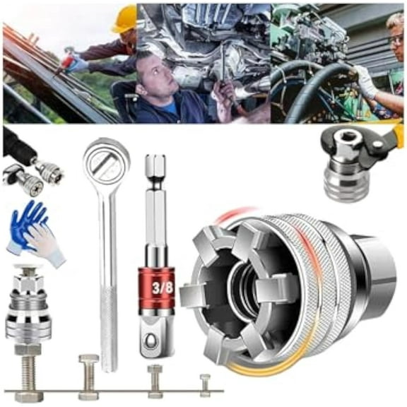 Multi-function Universal Socket Wrench Tool, Universal Maintenance Tool, 10mm-19mm Adjustable Universal Socket Wrench for 3/8" Drive Ratchet Torque Wrench&Power Drill (Regular*1set)