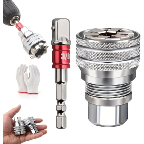Multi-function Universal Socket Wrench Tool, Universal Maintenance Tool, 10mm-19mm Adjustable Universal Socket Wrench, For 3/8" Drive Ratchet Torque Wrench & Power Drill,1pcs