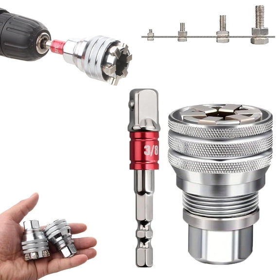 Multi-function Universal Socket Wrench Tool, Universal Socket Wrench, Adjustable 10mm-19mm Socket for 3/8" Drive Ratchet, Torque Wrench and Power Drill