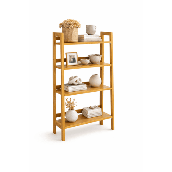 Timber Valley Modern Bamboo 4-Tier Bookcase & Display Shelf, Storage Organizer, 23.5" W x 12" D x 47.25" H, Natural
