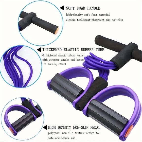Multi-functional 6-Strand Tension Rope Gym, Durable Thickened Stretching Yoga Tube, Portable Fitness Resistance Band for Abdominal Waist Arm Leg Exercise