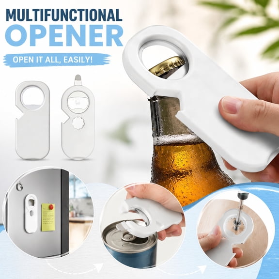 Multi-functional Bottle Opener Manual Jar Opener for Fridge, Versatile Kitchen Tool for Beer /Cans and Bottles, Handheld Bar Gadget for Home Parties and BBQ, 1Pack A