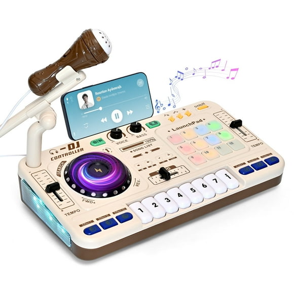 Cool Toys - Toddler DJ Table, Electronic DJ Mixer Toy with Sound Effects, Lights & Recording, Musical Instruments Toys for 3-8 Boys Girls