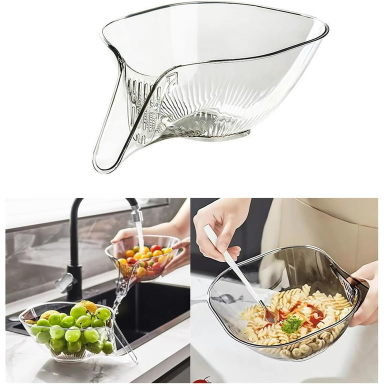 Multi functional Drain Basket 2024 New Fruit Cleaning Bowl with Strainer Container Kitchen Sink Food Catcher Drainer Fruit Rinser Vegetable Washing