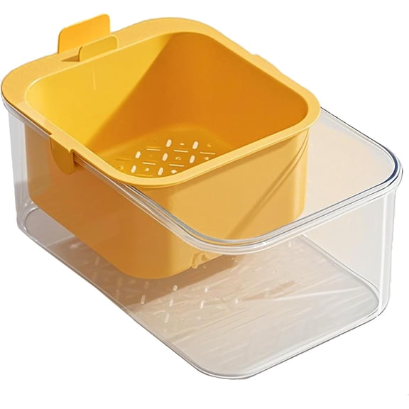 Multi-functional Drain Basket 2025 New Fruit Cleaning Bowl with Strainer Container, Kitchen Sink Food Catcher Drainer Fruit Rinser Bowl (1, Yellow)