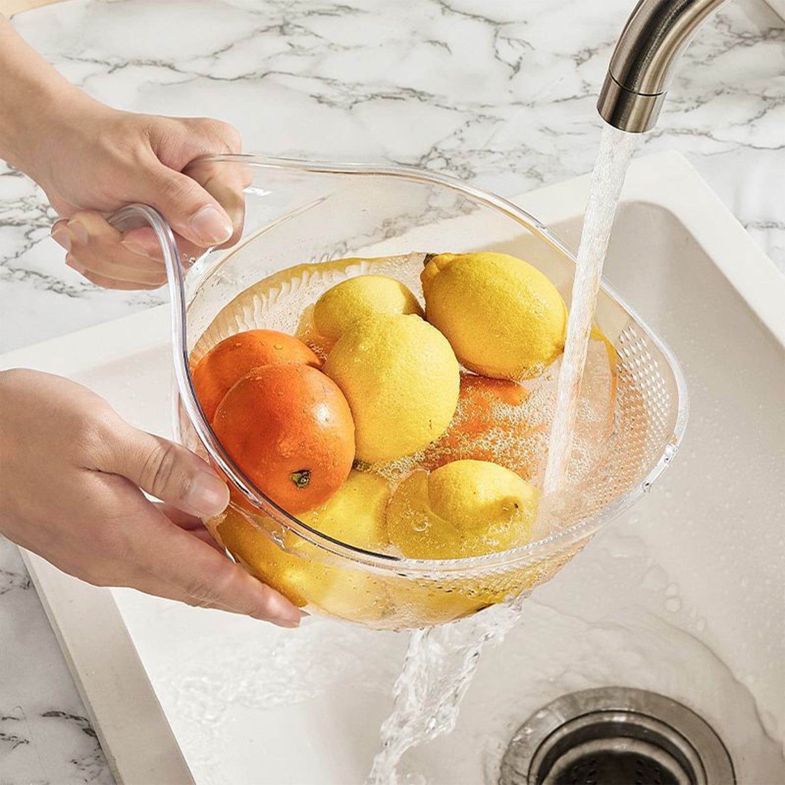 Multi-functional Draining Basket - Fruit Cleaning Bowl With Strainer ...