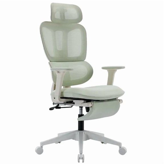Multi-functional Ergonomic Mesh Office Chair with Adjustable Armrest, Footrest, Lumbar Support, 360 Wheels, Headrest for Home & Office, Green