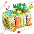 thumbnail image 1 of Flooyes Montessori Wooden Push Cart Toys, Shape Sorting & Color Toy Set Gift For Kids 36M+, 1 of 7