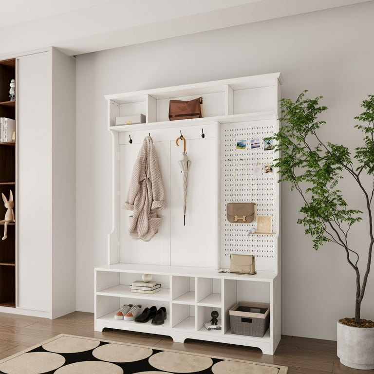 White mudroom bench with hooks shop