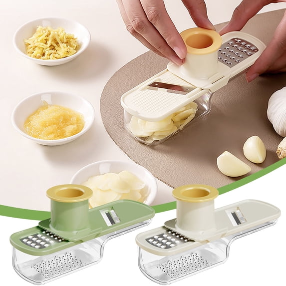 Multi-functional Household Stainless Steel Grater, Slicer and Grinder Tool, Ginger and Garlic Hand Guard, for Vegetable Preparation, Kitchen Tasks, Food Processing, Beige, 1 Pc, by IHXORA