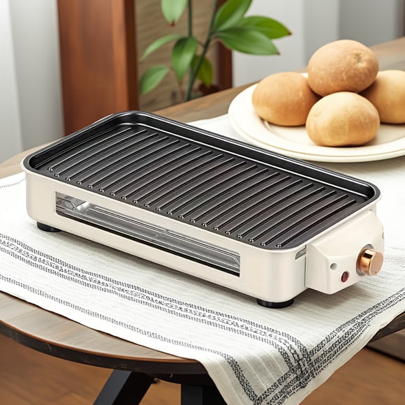 Multi-functional Indoor Smokeless Electric Griddle, With Non-stick Detachable Grill and Baking Tray, 3 Cheese Trays, Dishwasher Washable, Portable, Suitable for Home, Party and Kitchen Use