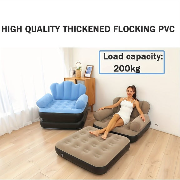 Multi-functional Inflatable Sofa Bed with Inflator, Bed And Sofa Dual Purpose Recliner, Thick Couch Folding Recliner, Bedroom Living Room Balcony Outdoor Multi-purpose Couch