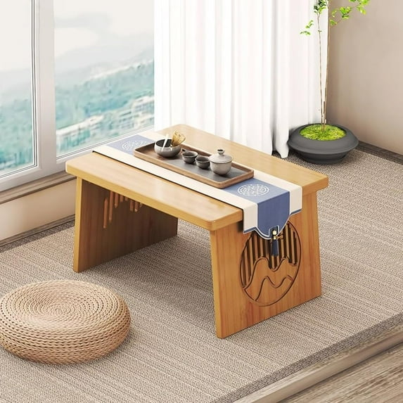 Multi functional Japanese Style Floor Table, Low Altar Table for Meditation, Tatami Coffee Table, Small Tea Table for Floor Sitting, for Dining & Spiritual Practices ( Color : Natural , Size :60x40x3