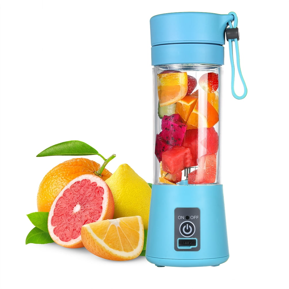 1~6PCS Blue/ Portable Small Electric Juicer Stainless Steel Blade Cup Juicer  Fruit Automatic Smoothie Kitchen Tool - AliExpress
