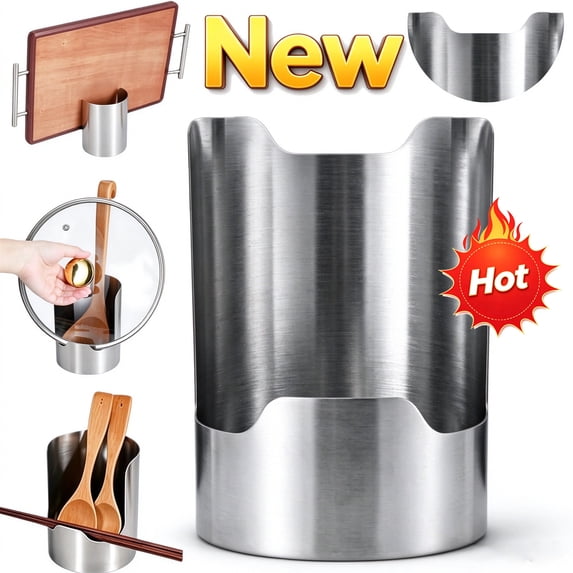 Multi-functional Kitchen Utensil Holder, Heavy Duty Stainless Steel Pot Lid & Spoon Rack, Space‑Saving Vertical Organizer for Spatula Ladle Pot Lid Cutting Board, Stainless Steel Utensil Holder
