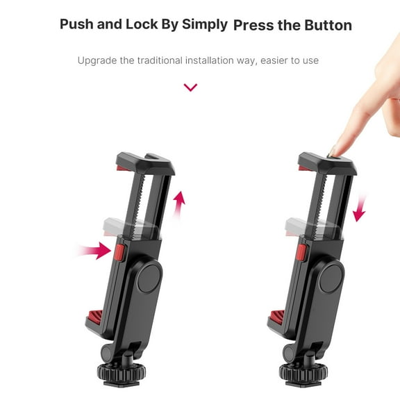Multi-functional Phone Holder Clamp Tripod Mount 360 Rotatable with Dual Cold Shoe Mounts for Smartphone Vlog Selfie Live Streaming Video Recording