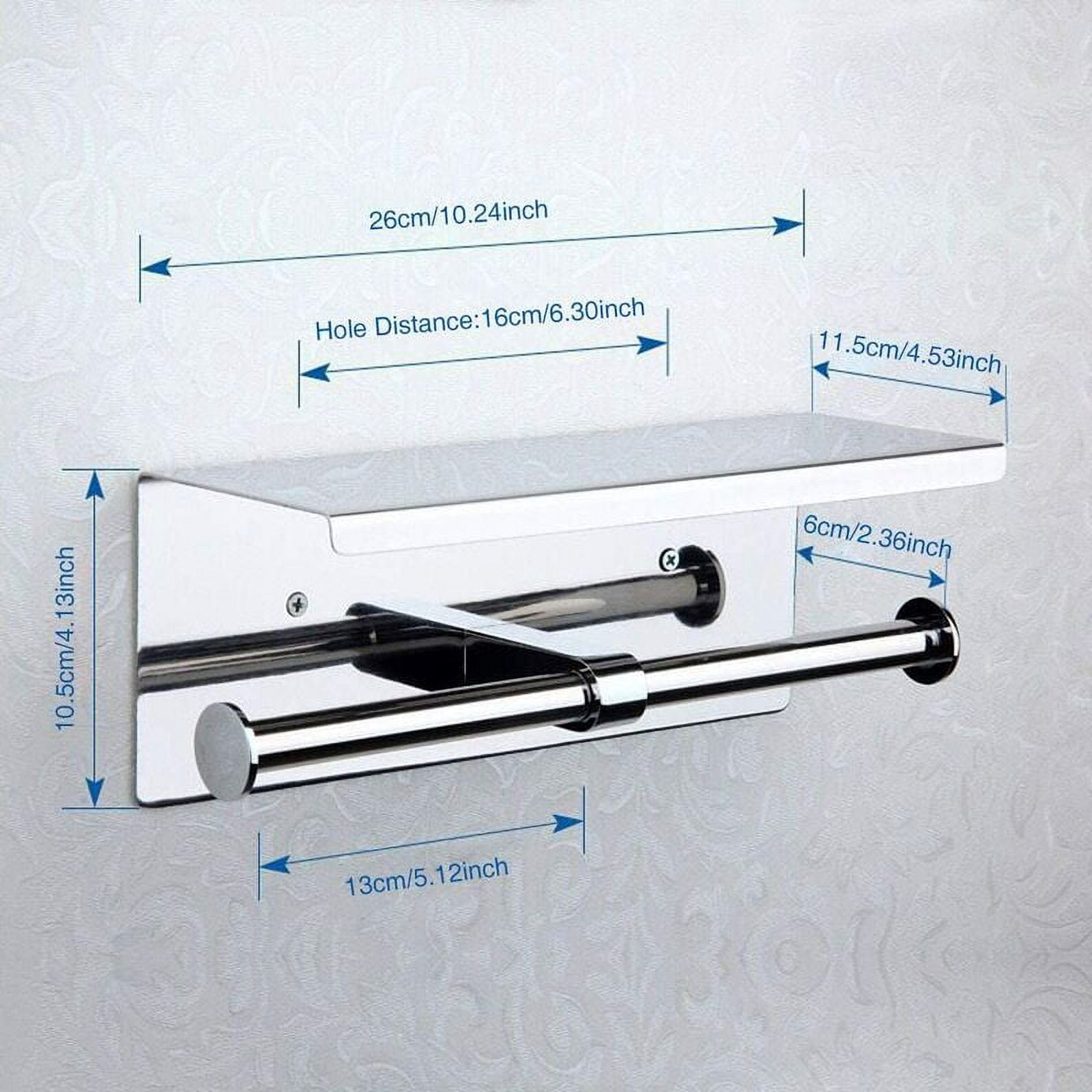 Stainless Steel Toilet Paper Holder With Phone Shelf, Bathroom Tissue Holder